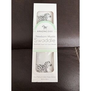 Amazing Baby Muslin‎ Swaddle Blanket Newborn Super Soft Breathable Zebra 36x36